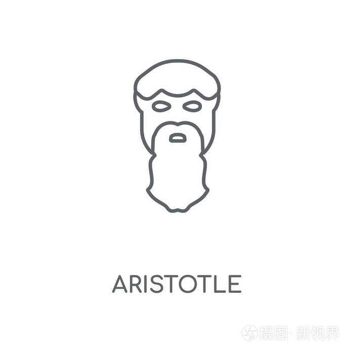 亚里士多德线性图标亚里士多德概念笔画符号设计薄图元素矢量插图轮廓