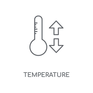 温度线性图标。 温度概念行程符号设计。 薄图形元素矢量插图轮廓图案在白色背景EPS10。