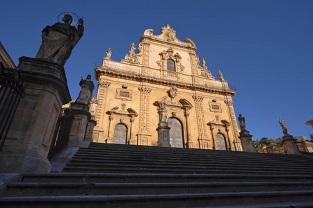 s baroque facade and statues  Cathedral 18th century a.C.