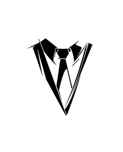 s Suit, clothing in business style. Sketch symbol in a simple fl