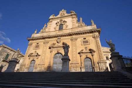 s baroque facade and statues  Cathedral 18th century a.C.