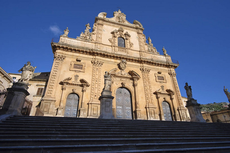 s baroque facade and statues  Cathedral 18th century a.C.