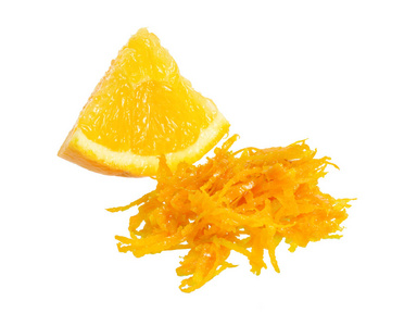 新鲜的橘子口味和一块水果。 孤立在白色背景上。