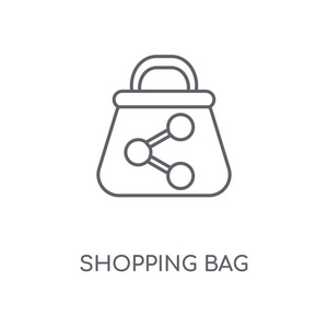 购物袋线性图标。 购物袋概念笔画符号设计。 薄图形元素矢量插图轮廓图案在白色背景EPS10。