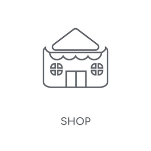 商店线性图标。 商店概念笔画符号设计。 薄图形元素矢量插图轮廓图案在白色背景EPS10。