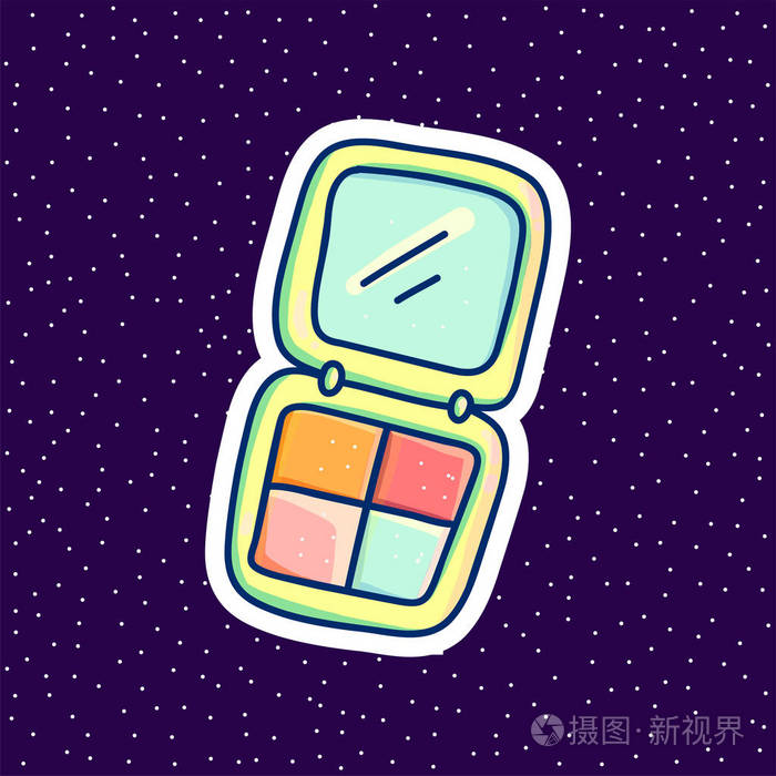 女性化妆品手绘卡通矢量插图贴纸眼影