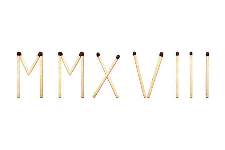 火柴数字罗马数字两千八百一十八根火柴在白色的孤立背景上照片