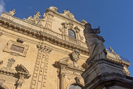 s baroque facade Cathedral and statue 18th century a.C.