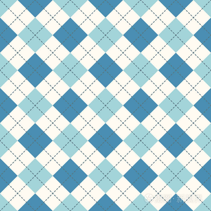 无缝的阿格里德格子蓝色图案钻石检查