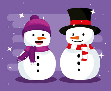 圣诞节雪人与帽子和围巾庆祝