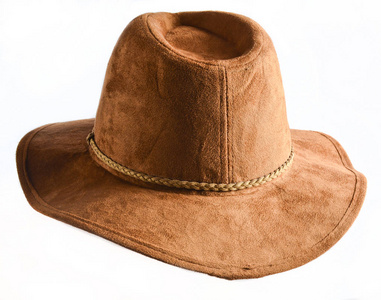 时尚女性毡帽孤立在白色背景上. 秋天的春天照片