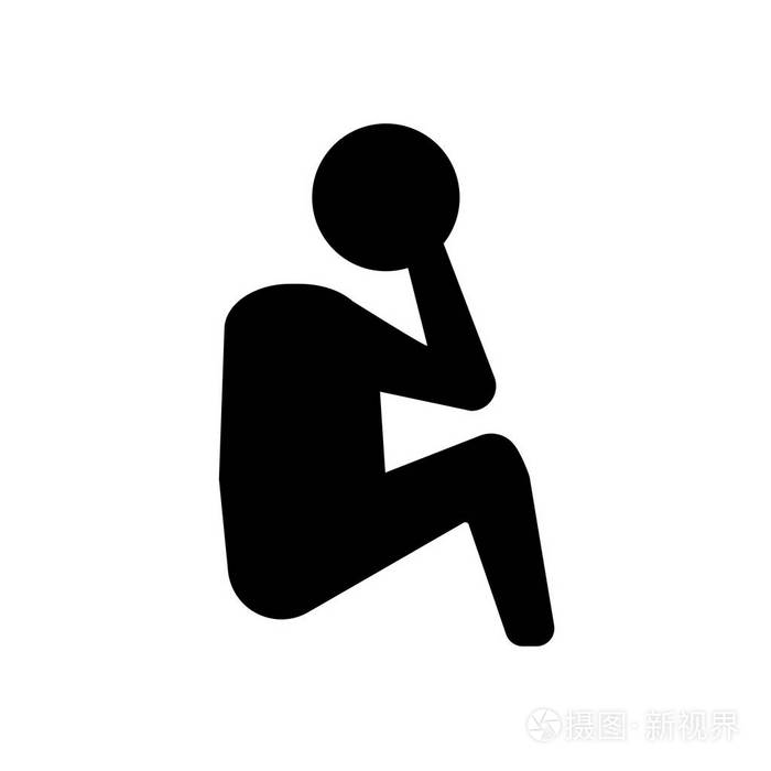 沮丧的人类图标时尚抑郁的人类标志概念在白色背景上的感觉收集适用于