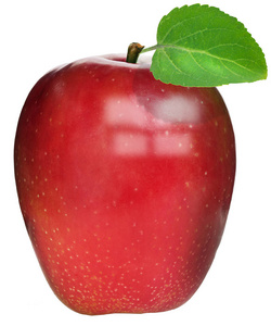 红色成熟苹果分离在白色上。 剪辑路径。