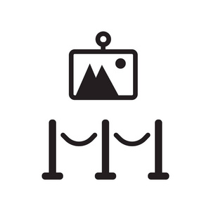 时尚的展览标志概念白色背景从博物馆收藏.