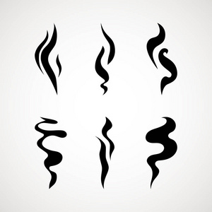 烟雾喷矢量图标设置插图隔离在白色背景. 热eps矢量图标.