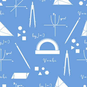 数学科学矢量无缝模式与几何图形工具和公式. 教育要素.