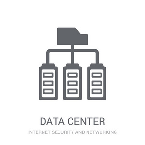 数据中心图标。 时尚的数据中心标志概念在白色背景从互联网安全和网络收集。 适用于网络应用程序移动应用程序和印刷媒体。