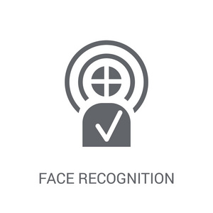 人脸识别图标。 时尚的人脸识别标志概念白色背景从人工智能收集。 适用于网络应用程序移动应用程序和印刷媒体。