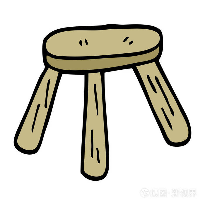木制凳子的卡通涂鸦