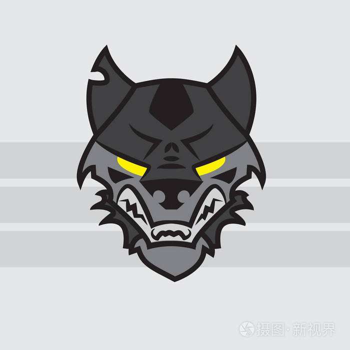 灰色愤怒的狼配件标志标签徽章