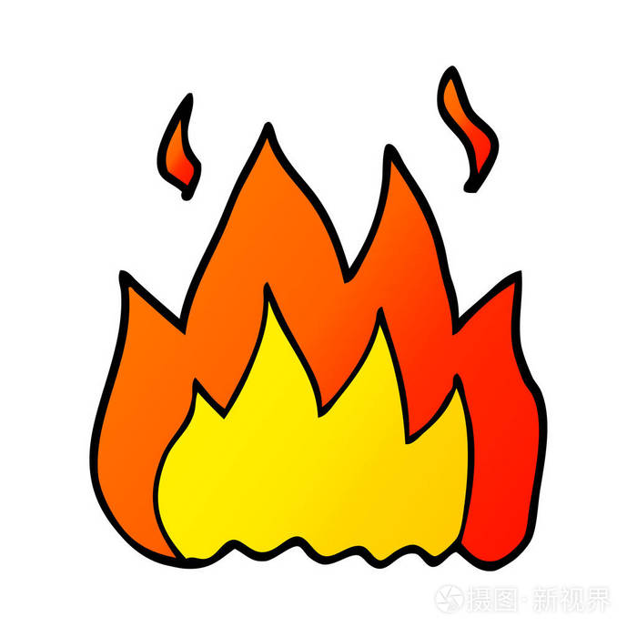 卡通涂鸦火灾燃烧