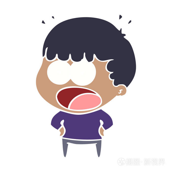 平色风格卡通震惊男子