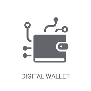 数字钱包图标。 时尚的数字钱包标志概念的白色背景，从加密货币经济和金融收集。 适用于网络应用程序移动应用程序和印刷媒体。