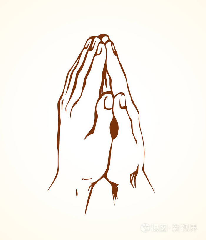 罪恶恳求白色背景. 线爱赞美概念标志象形文字.