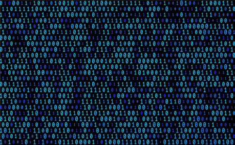 未来数字0零构成二进制代码的蓝色数字0和1的不同大小和色调的矢量