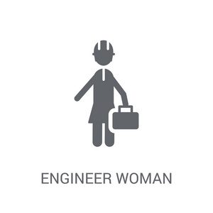 工程师女图标。 时尚工程师女性标志概念白色背景从女士收藏。 适用于网络应用程序移动应用程序和印刷媒体。