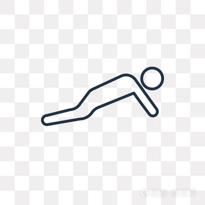 俯卧撑练习矢量轮廓图标隔离在透明背景上,高质量线性俯卧撑练习