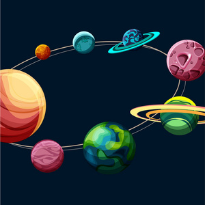 背景与太阳系的五颜六色的行星
