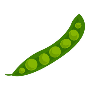 开放的绿色豌豆图标, 卡通风格