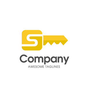 创意金色钥匙颜色字母s标志矢量概念照片