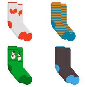 冬季袜子图标。 冬季袜子平面插图矢量图标的网页设计