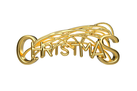 圣诞节优雅的金色刻字字与字母绑定在白色背景的字符串。主日3d 插图