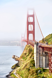 美国旧金山金门大桥建设景观