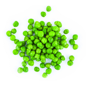绿色豌豆分离在白色上