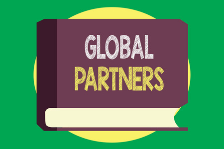 编写书写文本的全球合作伙伴。概念是指来自不同国家的两家或两家以上的公司作为一个团队工作