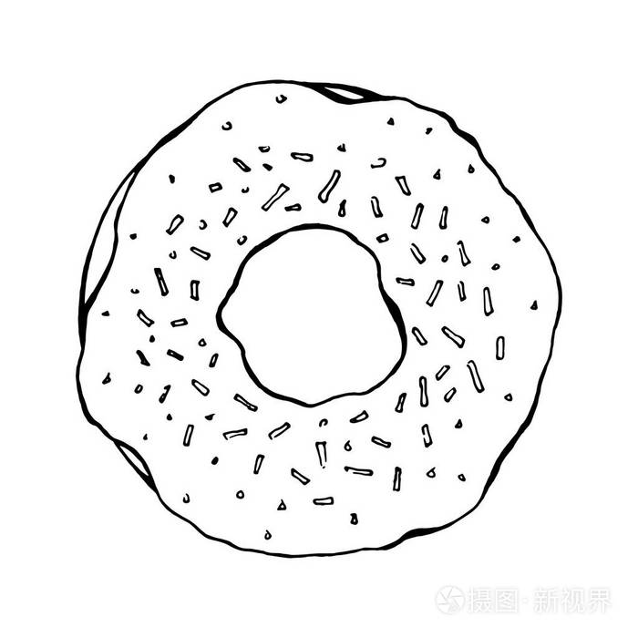 素描甜甜圈隔离在白色背景上. 矢量插图