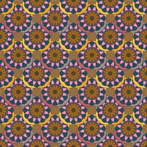 抽象几何无缝图案与花卉背景
