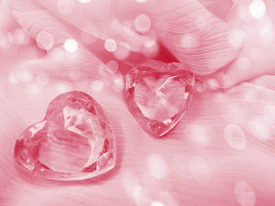 s day with heart gem crystal on silky background