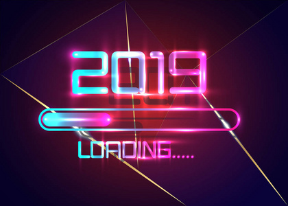 s eve. Vector illustration with 2019 loading. Isolated or dark l