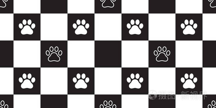 狗爪无缝图案矢量检查孤立法国斗牛犬猫足迹围巾重复壁纸瓷砖背景礼品包装插画 正版商用图片1468xd 摄图新视界