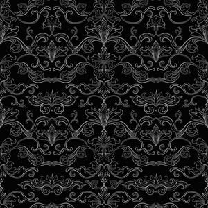 黑色高档花卉图案的壁纸图片