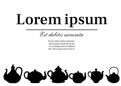 带有可爱图案的茶壶矢量集. 茶具卡通风格设计.