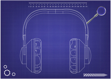 3d 型号的耳机在蓝色