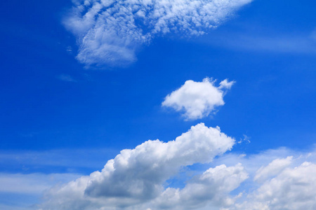 蓝色的天空生动的云在夏天的自然艺术中美丽，复制空间添加文字