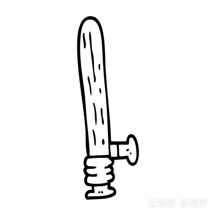 线绘卡通警察警棍插画-正版商用图片146k10-摄图新视界