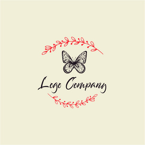 蝴蝶标志模板。向量例证。优雅的蝴蝶标志的女性企业
